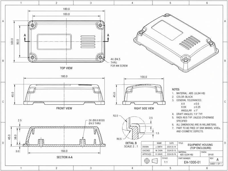 3d modeling and cad drawing support for manufacturing custom plastic parts